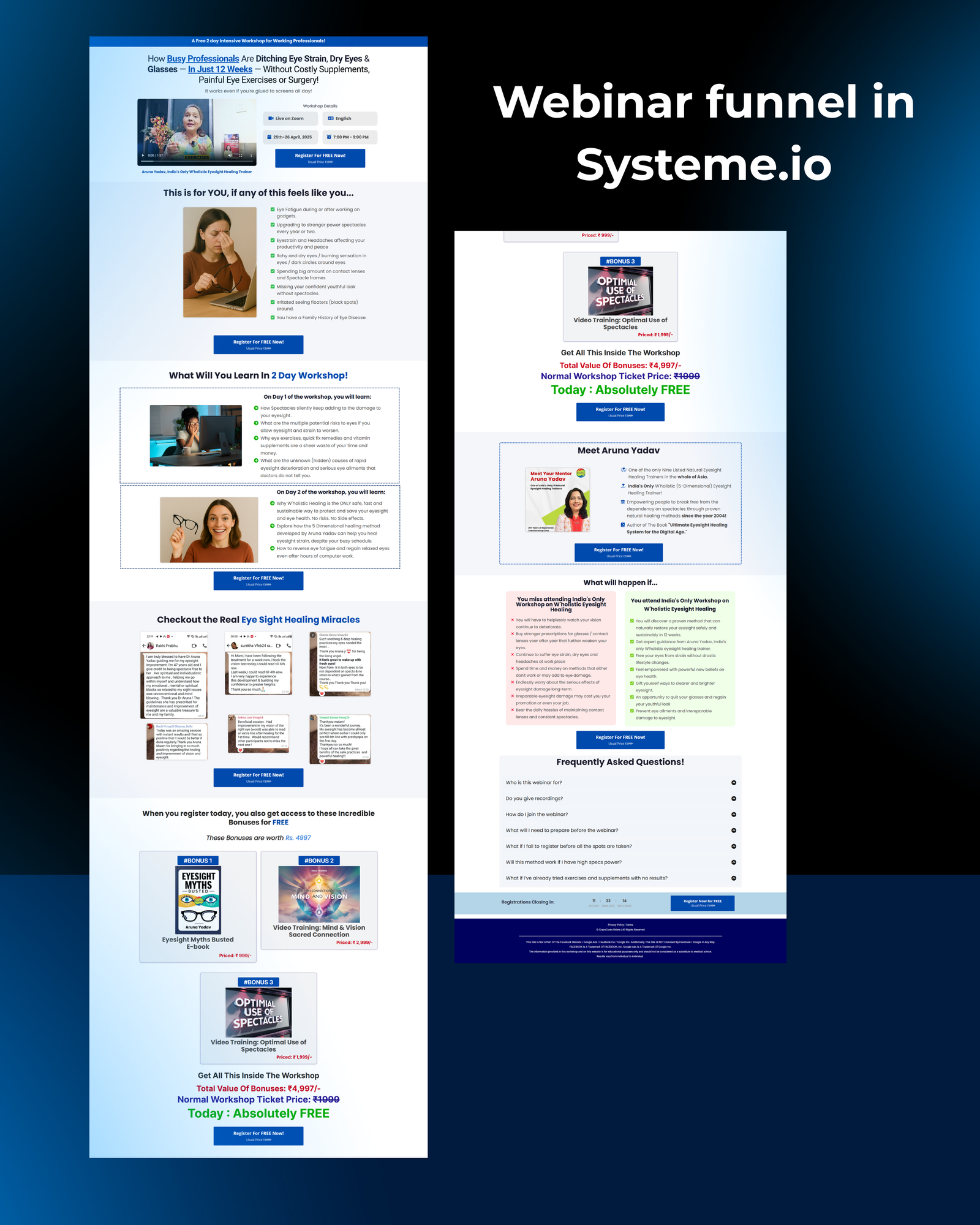 Course creator funnel page built by Funnel House