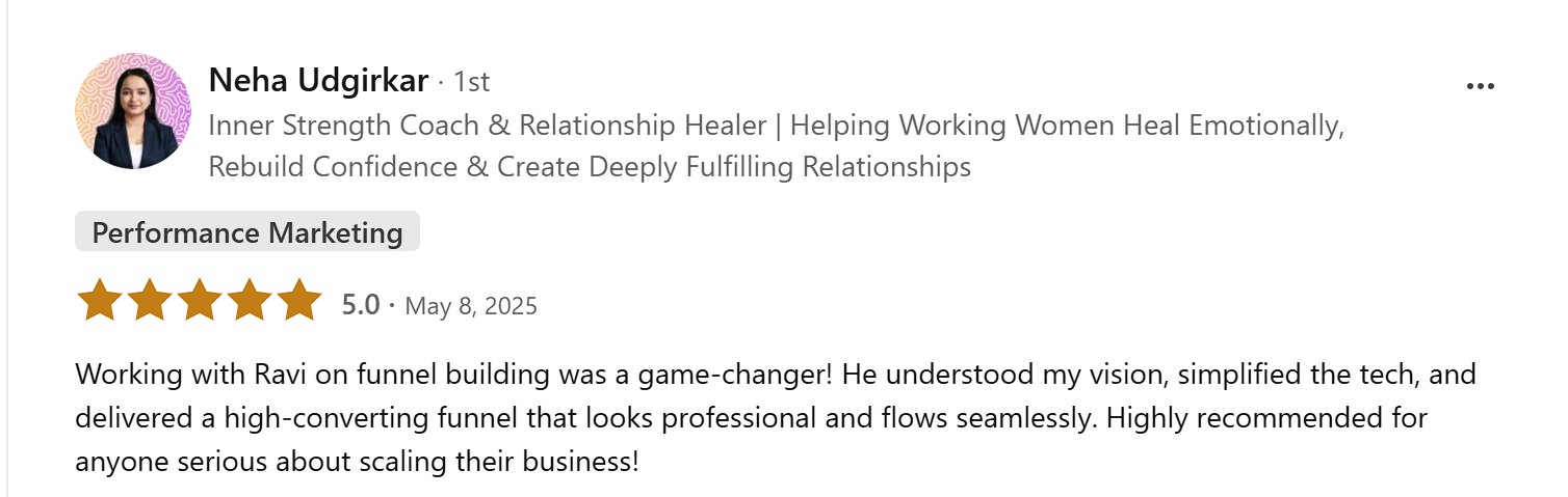 Client WhatsApp message about funnel results