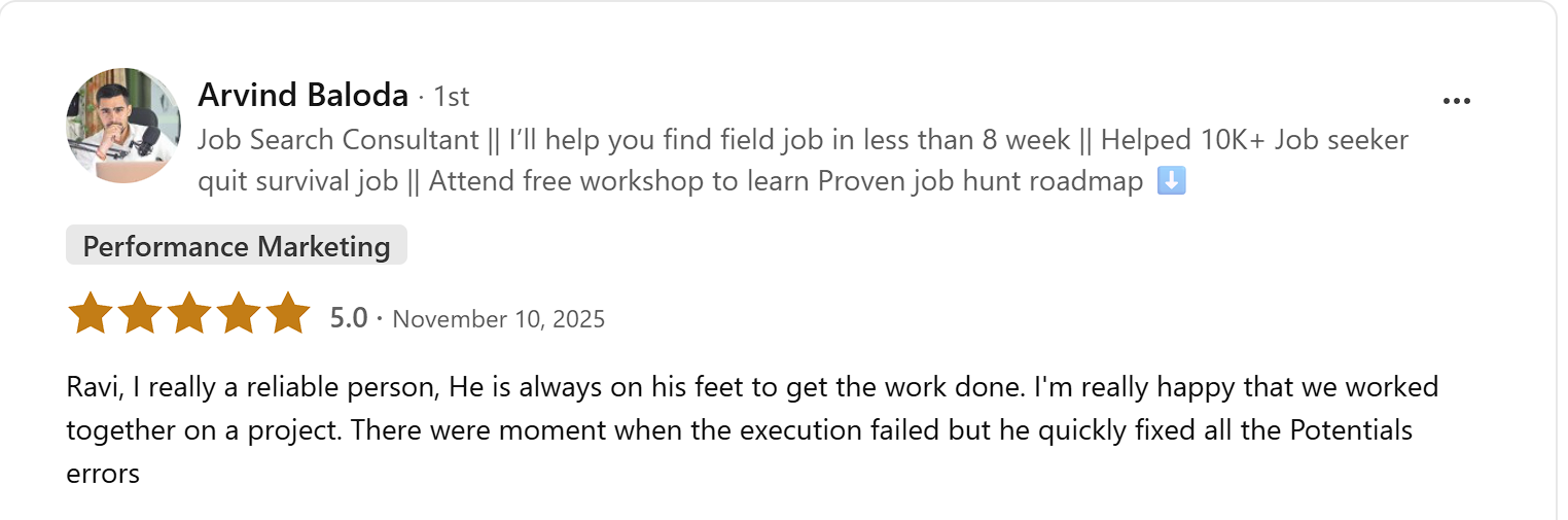 Client testimonial screenshot